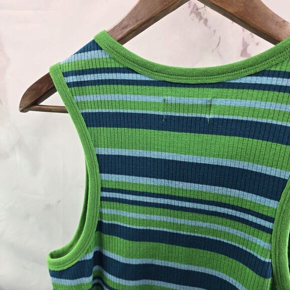 Anthropologie Top Womens XL Green Blue Striped Tank Maeve Ribbed Coastal - Picture 6 of 9